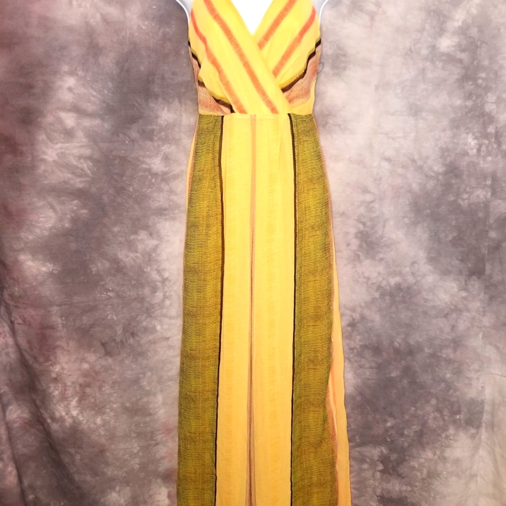 Lulus Small Yellow striped jumpsuit